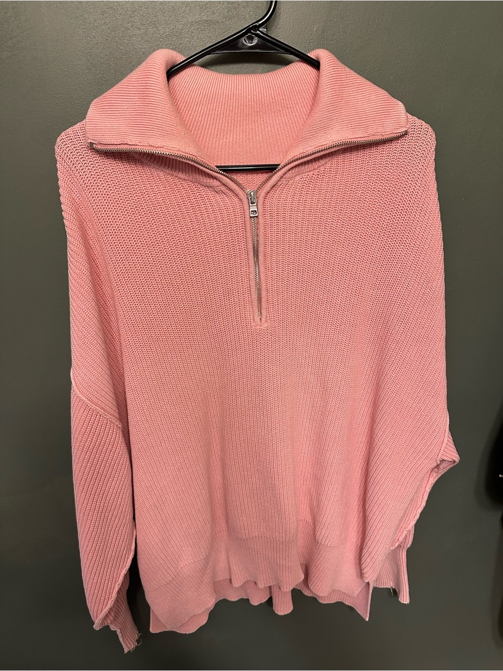 aerie Pink Half-Zip Cowl Sweater